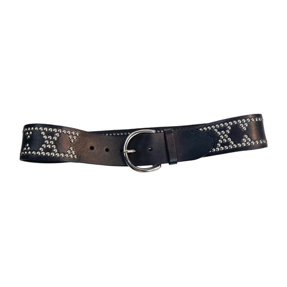 Banana Republic Studded Genuine Leather Wide Belt Size: S Color: Black - Picture 1 of 13